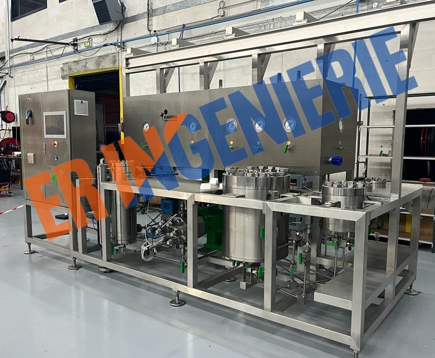 Skid réel d'extraction CO₂ supercritique et eau subcritique ER INGENIERIE, extracteurs de 1 L et 10 L